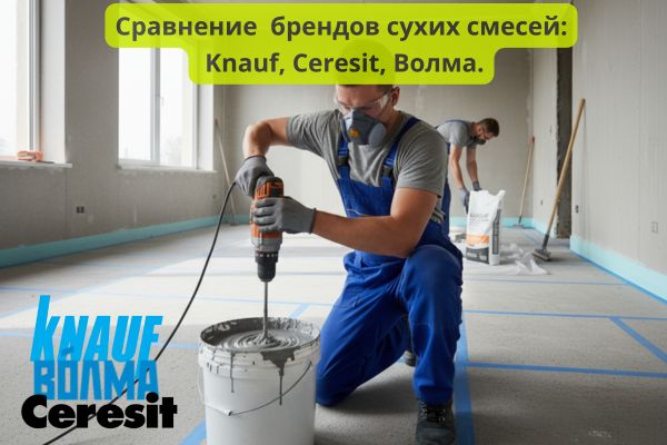 сравнение брендов  Кнауф, Церезит, Волма фото
